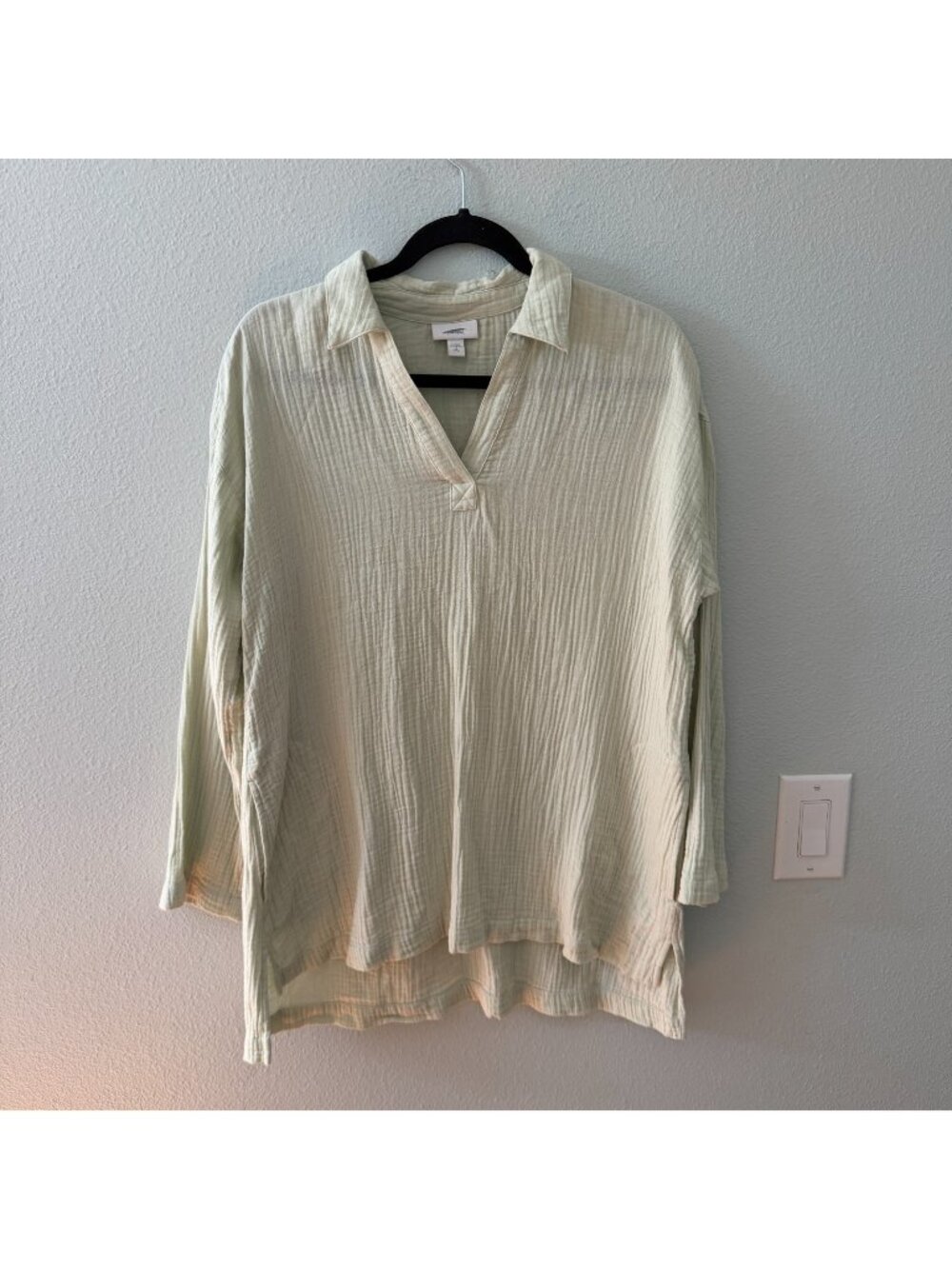 J. Jill Cotton Gauze Green Button Down Long Sleeve Shirt Blouse Medium Petite